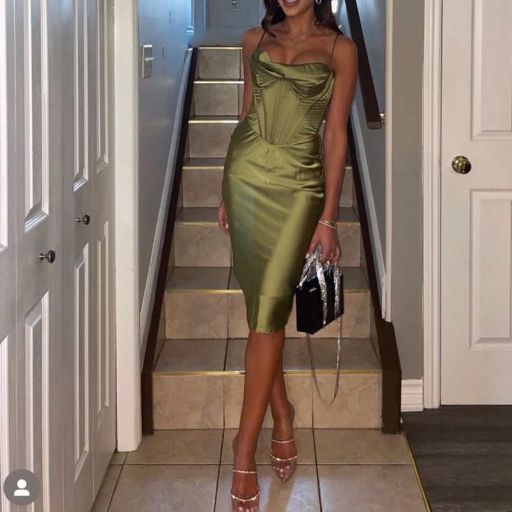 Myrna olive corset slip dress